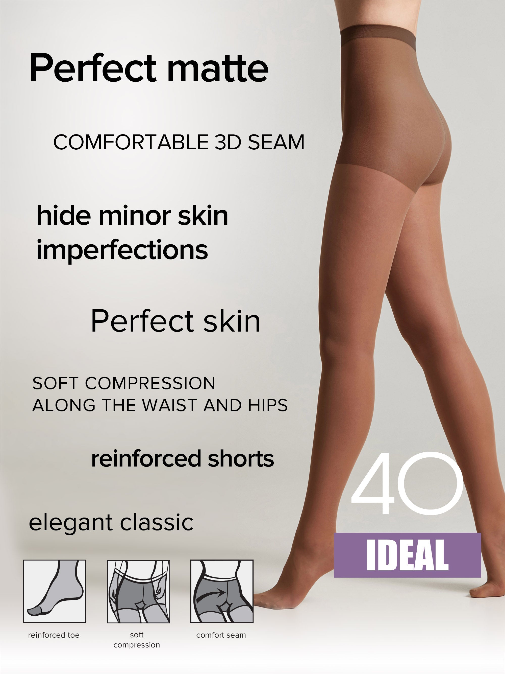 TheRanok.com Tights Conte Ideal 40 Den - Ultimate Matt — detail close-up