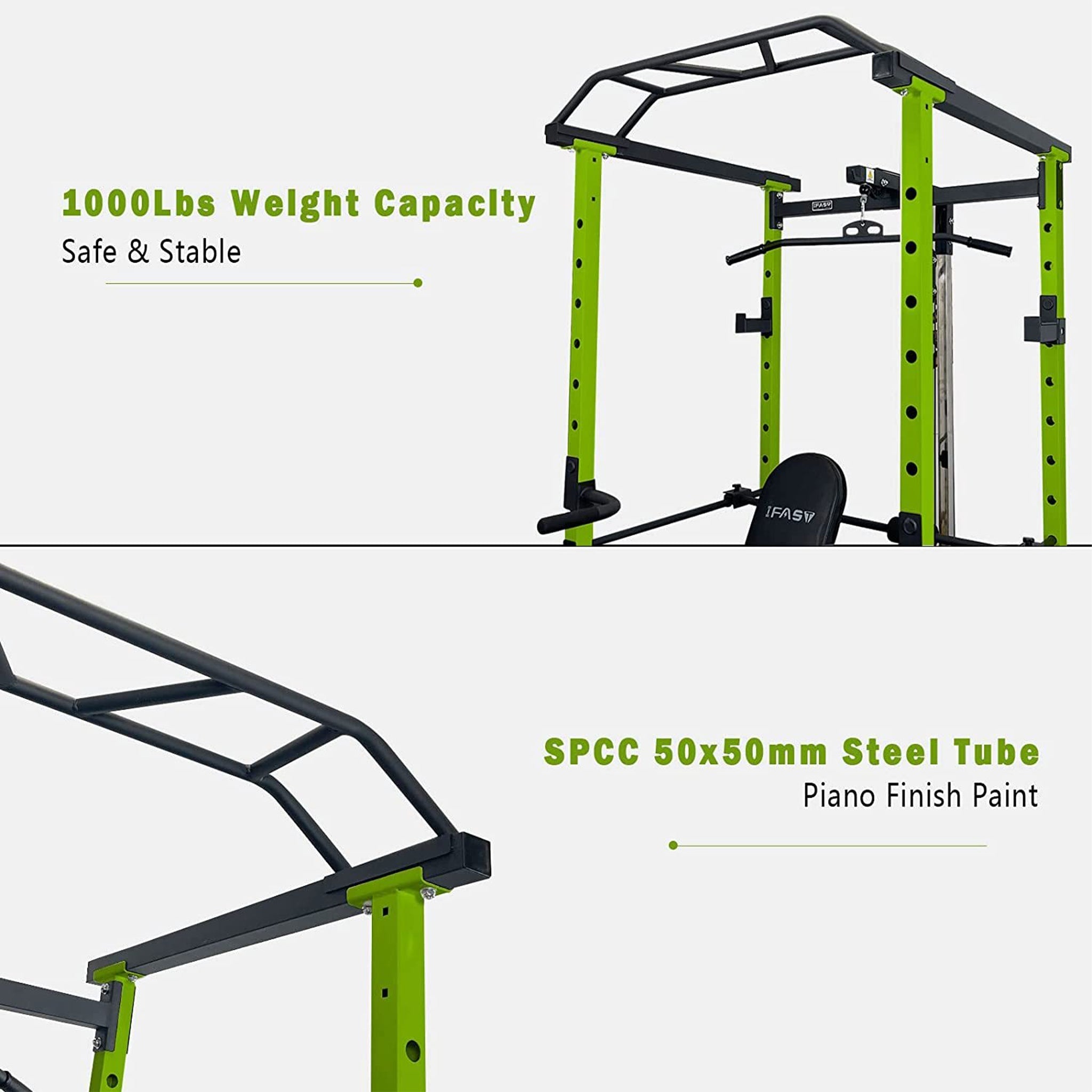 IFast Adjustable Home Gym Power Cage & Squat Rack With Pull-Up Bar Barbell Rack, 1000LBS (SAK12649) – SAKSBY WHOLESALE, view 