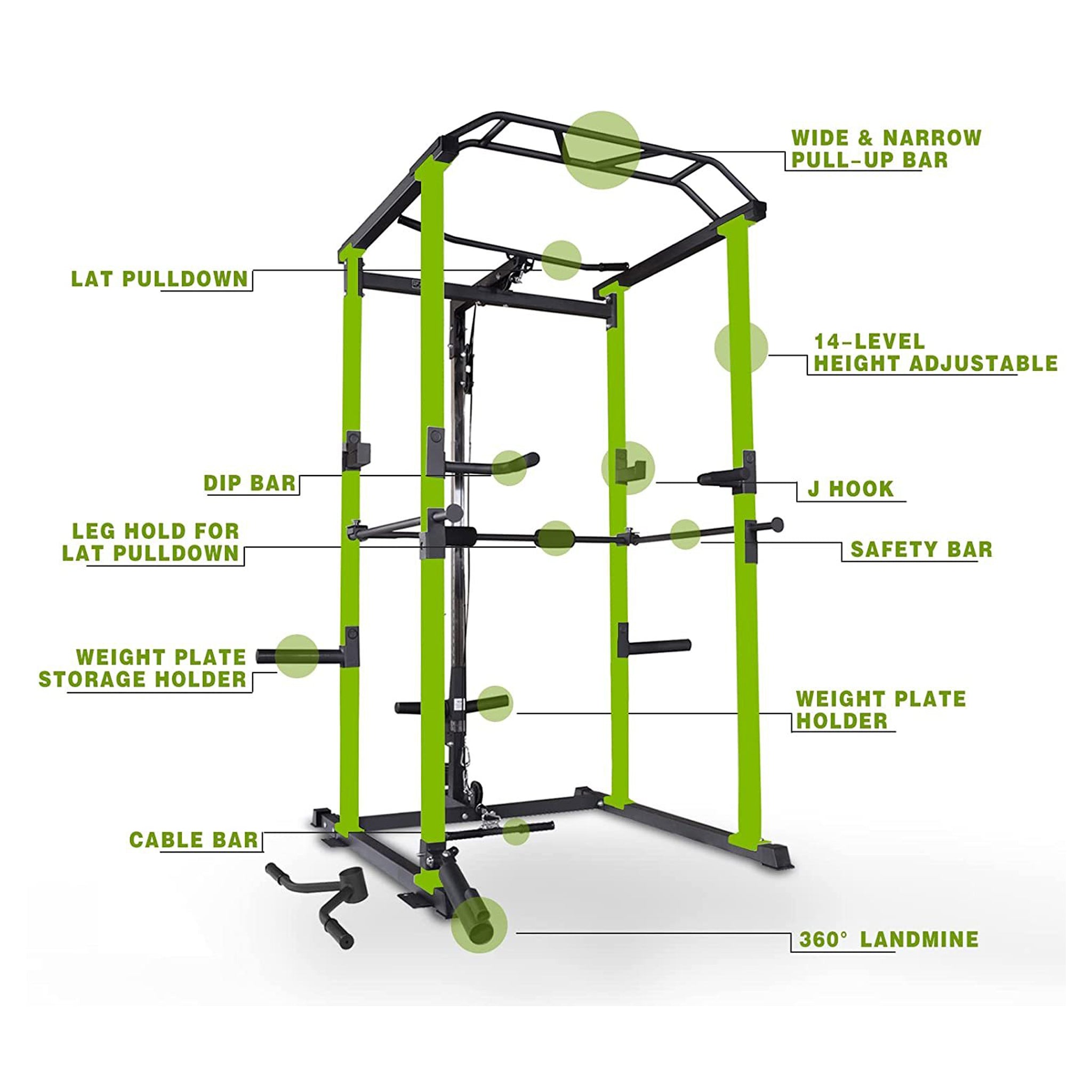 IFast Adjustable Home Gym Power Cage & Squat Rack With Pull-Up Bar Barbell Rack, 1000LBS (SAK12649) – SAKSBY WHOLESALE, view 