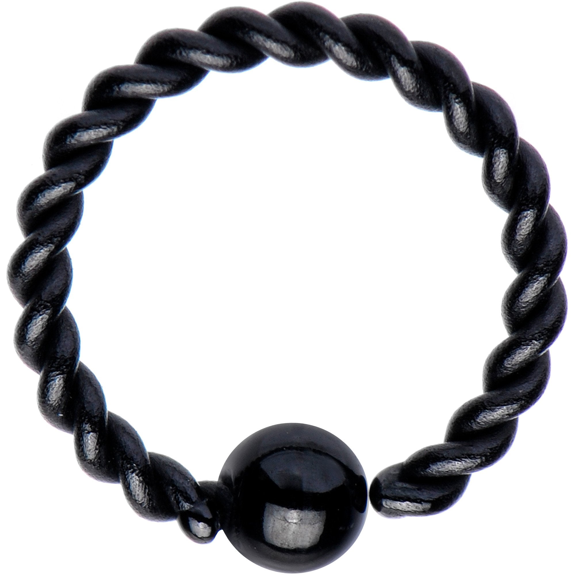 BodyCandy 16G 5/16" Black IP So Twisted Captive Style Seamless Ring — main product shot