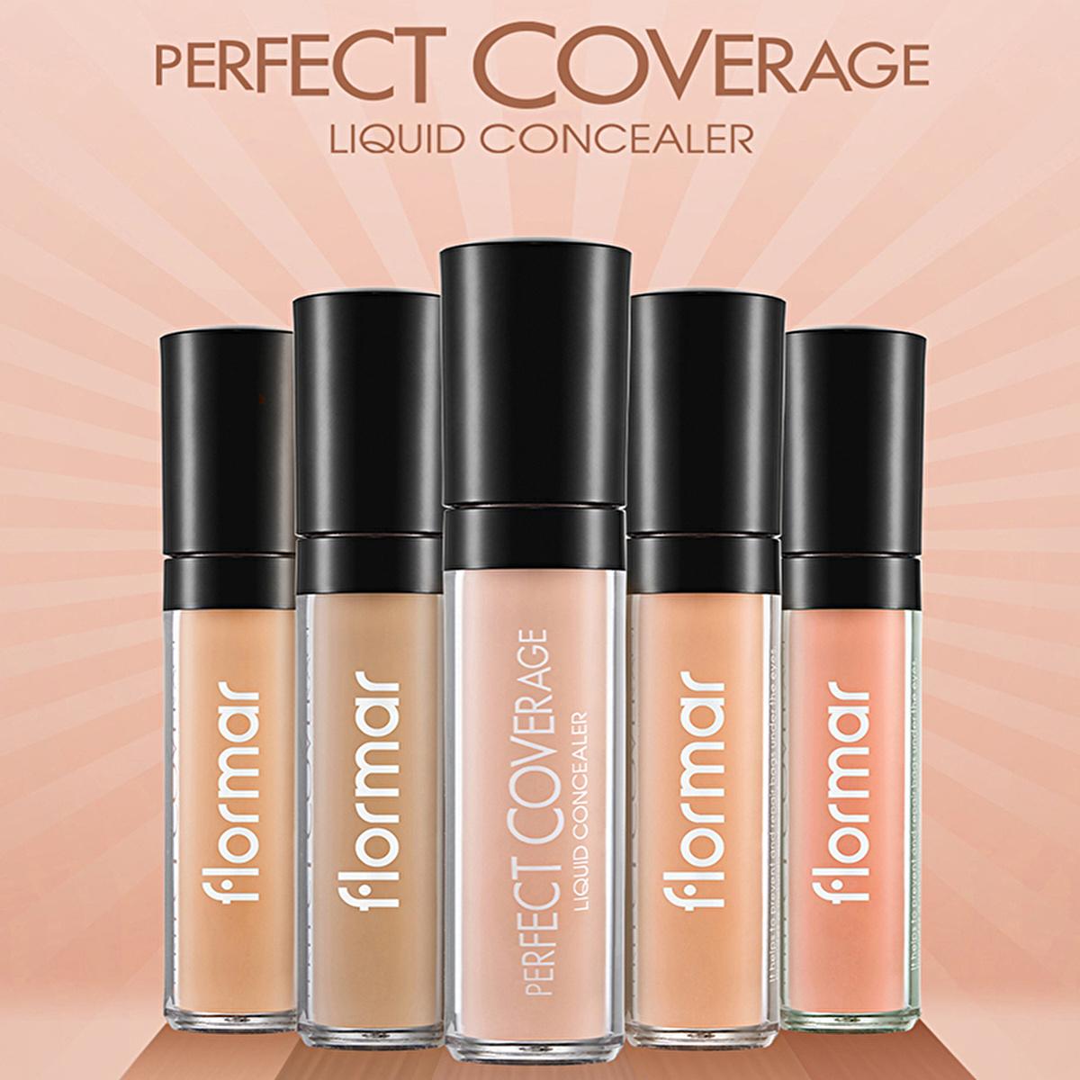 Flormar Perfect Coverage Liquid Concealer - Natural Finish, Medium Coverage, Lightweight Formula