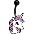 BodyCandy Black Anodized Purple Youthful Unicorn Belly Ring — main product shot
