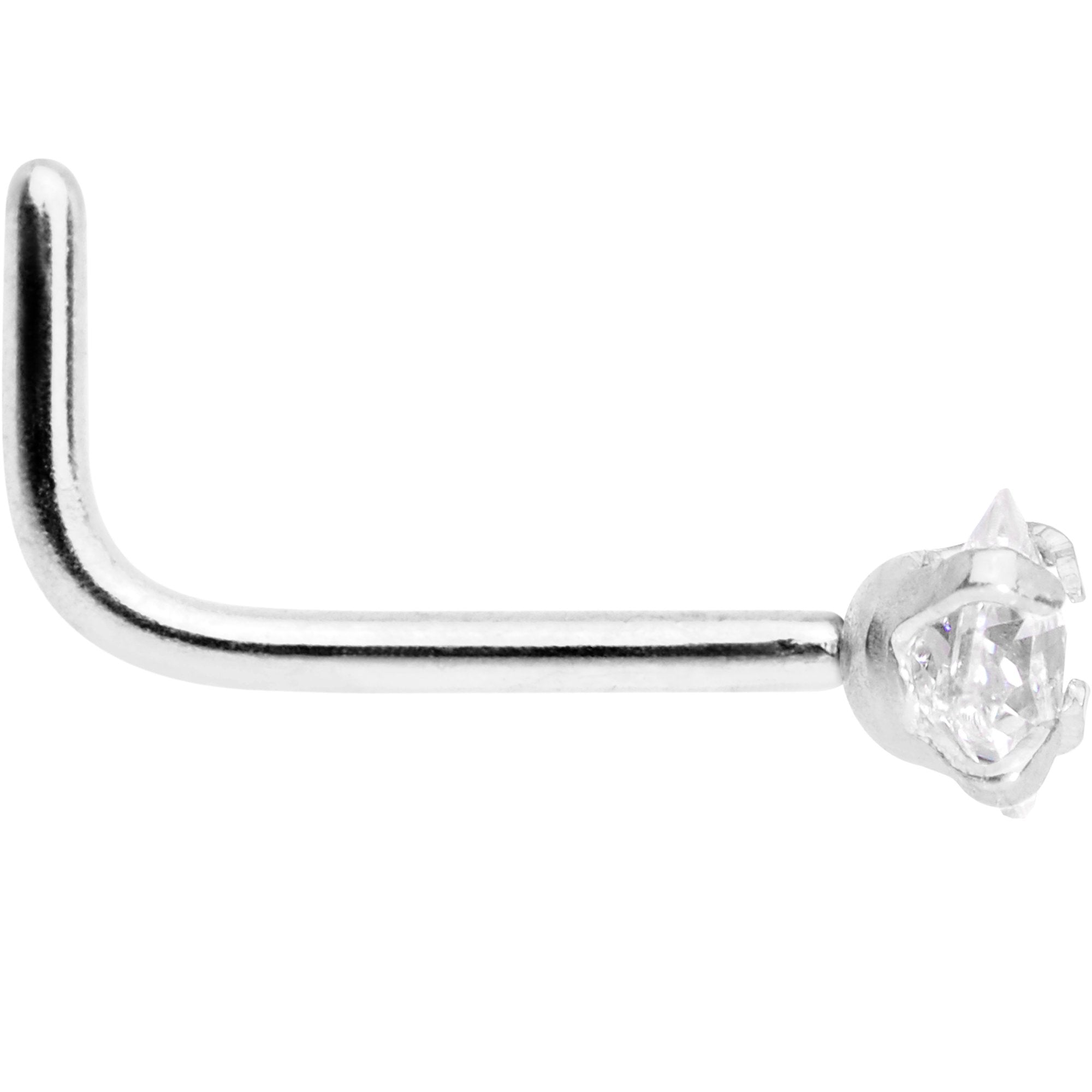 BodyCandy 20G 1/4 Clear Square 2.5mm CZ Gem Steel L-Shape Nose Ring — lifestyle context