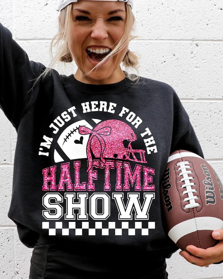 A Blessed Texas Mess Boutique Glitter Superbowl Team Halftime Football Sweatshirt, Funny Game Day Shirt… — construction detail