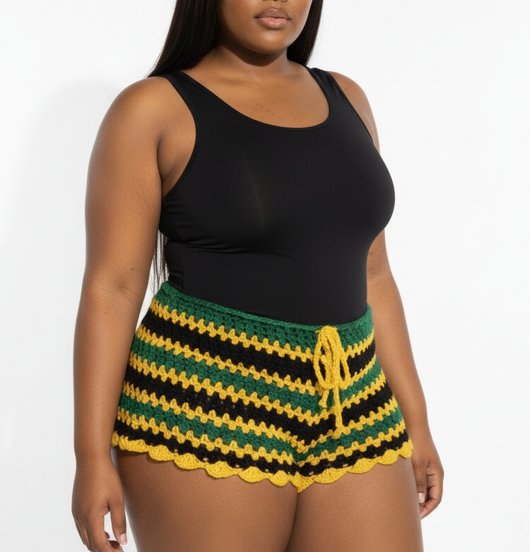Jamaica Mesh Crochet Shorts with Bikini Matching Set
