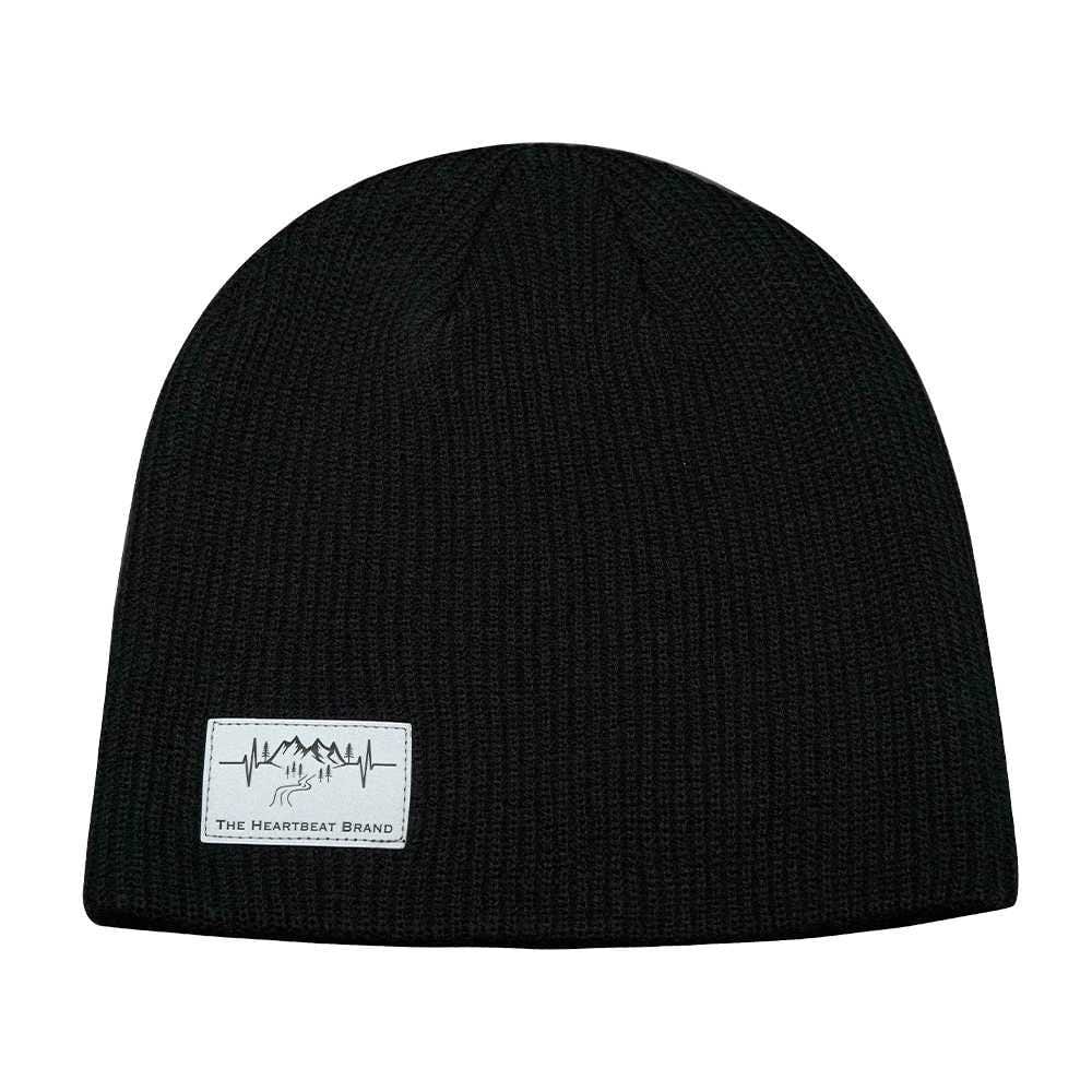 The Heartbeat Brand Mountains Beanie - No Cuff - Black — main product shot