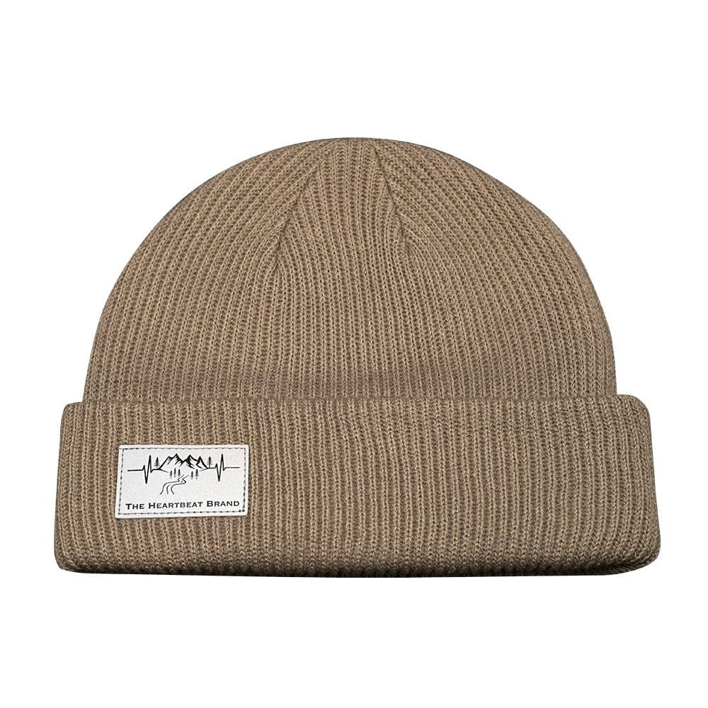The Heartbeat Brand Mountains Beanie - Cuffed - Tan — main product shot