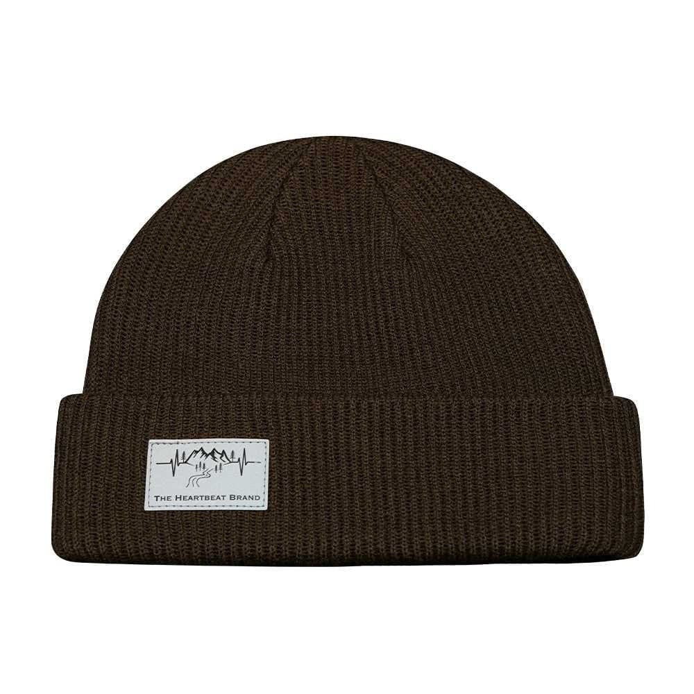 The Heartbeat Brand Mountains Beanie - Cuffed - Chocolate — main product shot