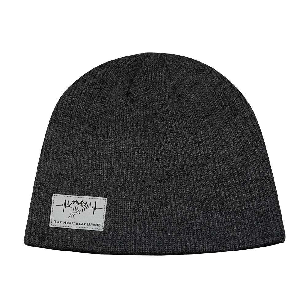 The Heartbeat Brand Mountains Beanie - No Cuff - Charcoal — main product shot