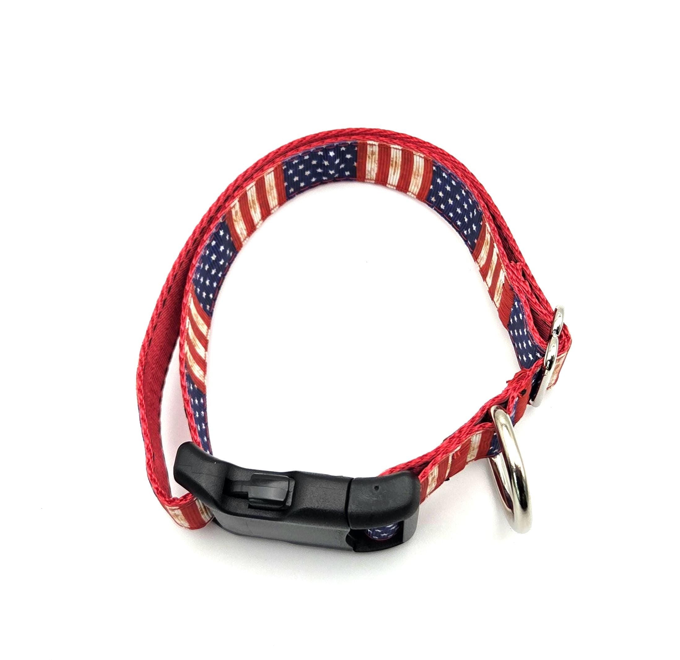 Rewarding Rover LLC Vintage American Flag Dog Collar | Patriotic Rustic Stars and Stripes | Hunting & Sporting Dog Gear | Adjustable 13-21 Inches — image 3