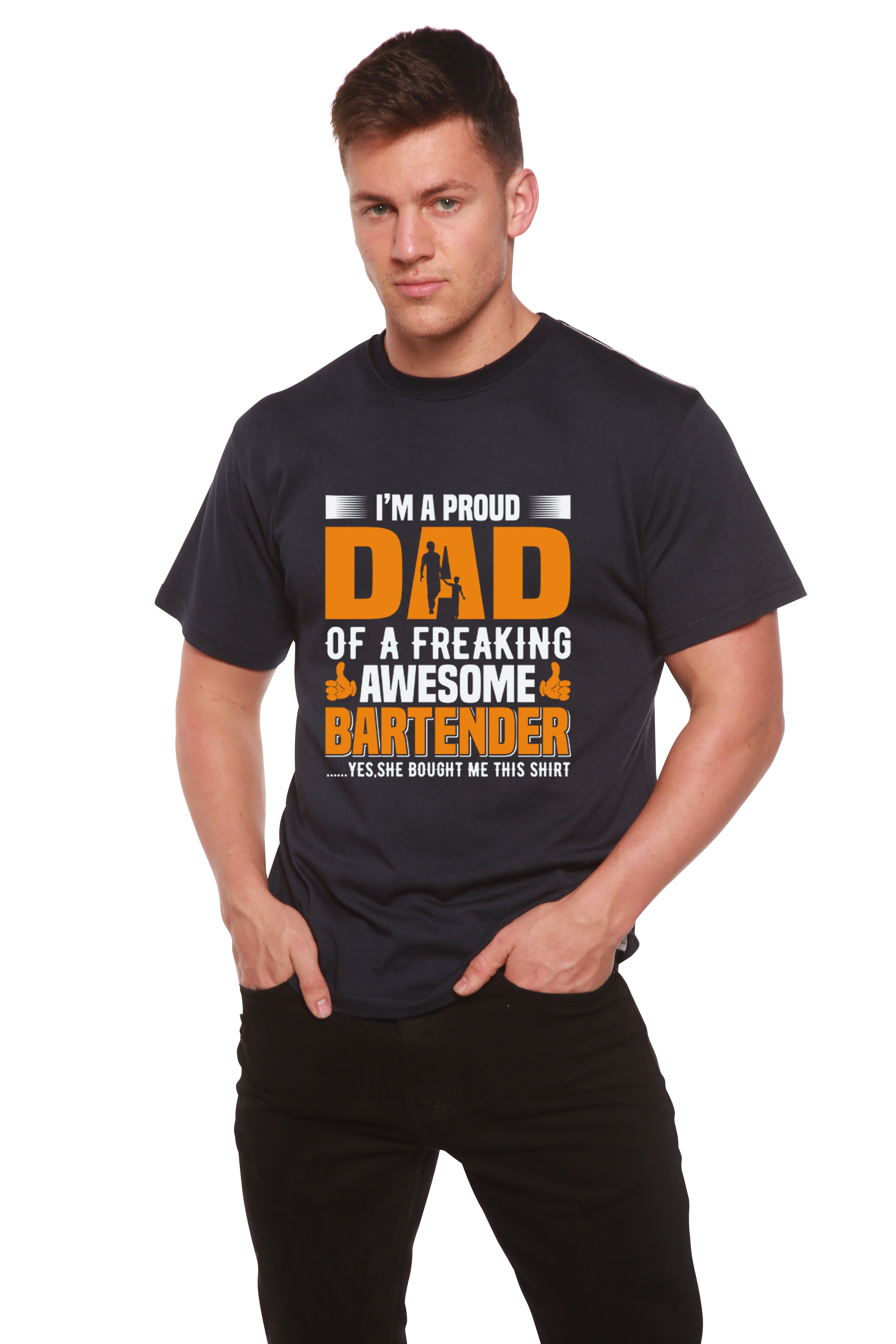 Spun Bamboo I'm a Proud Dad Men's Bamboo Viscose/Organic Cotton Short Sleeve Graphic T-Shirt — color detail