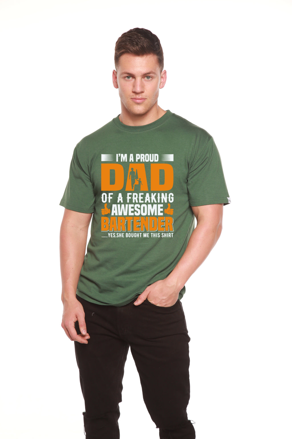Spun Bamboo I'm a Proud Dad Men's Bamboo Viscose/Organic Cotton Short Sleeve Graphic T-Shirt — packaging