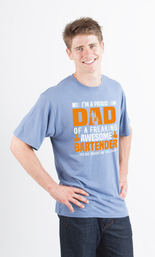 Spun Bamboo I'm a Proud Dad Men's Bamboo Viscose/Organic Cotton Short Sleeve Graphic T-Shirt — fabric or material detail