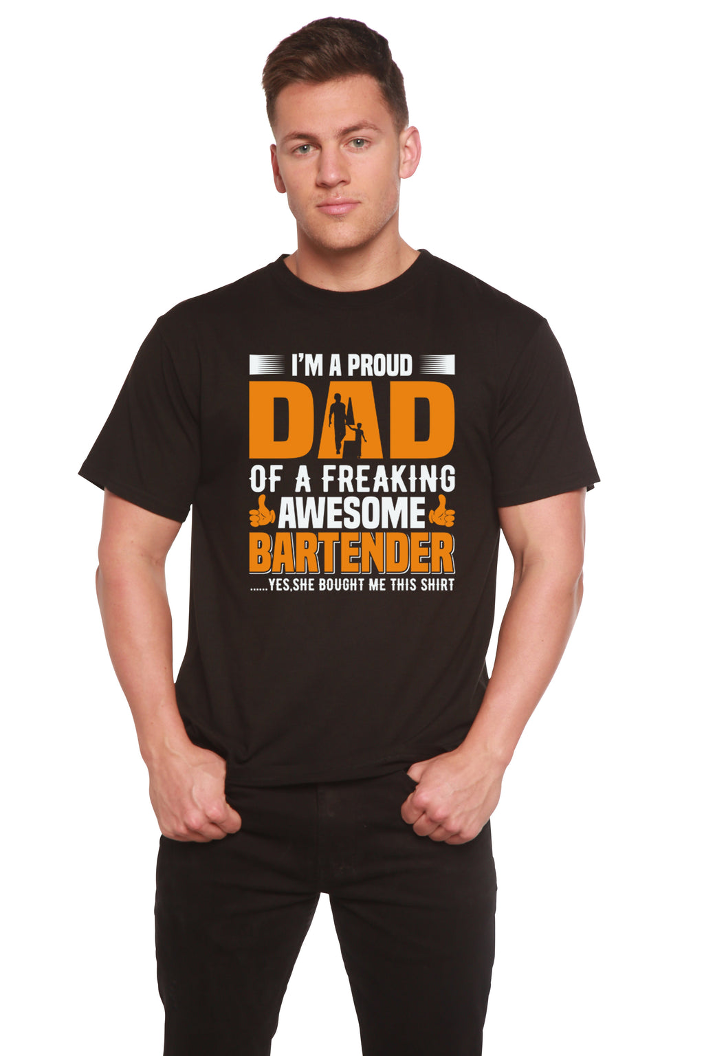 Spun Bamboo I'm a Proud Dad Men's Bamboo Viscose/Organic Cotton Short Sleeve Graphic T-Shirt — side view