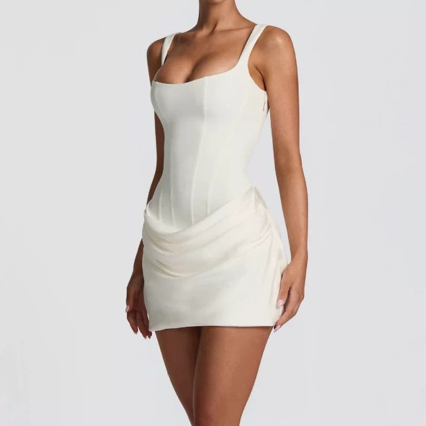 Sleeveless Bodycon Tie-Up Short Dress Cross