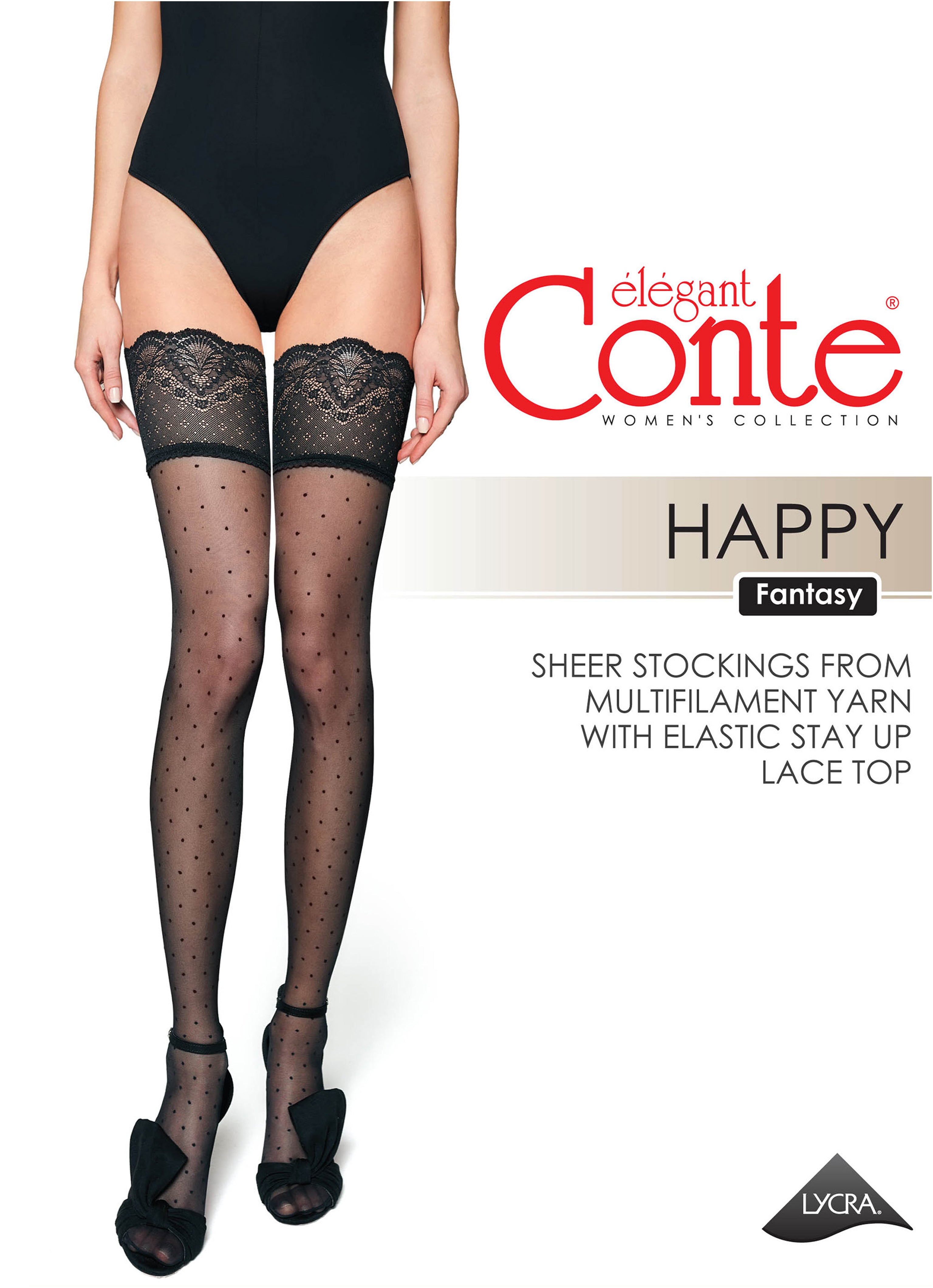TheRanok.com Fantasy Stockings Conte Happy - Polka Dot Silicone Lace Top — packaging