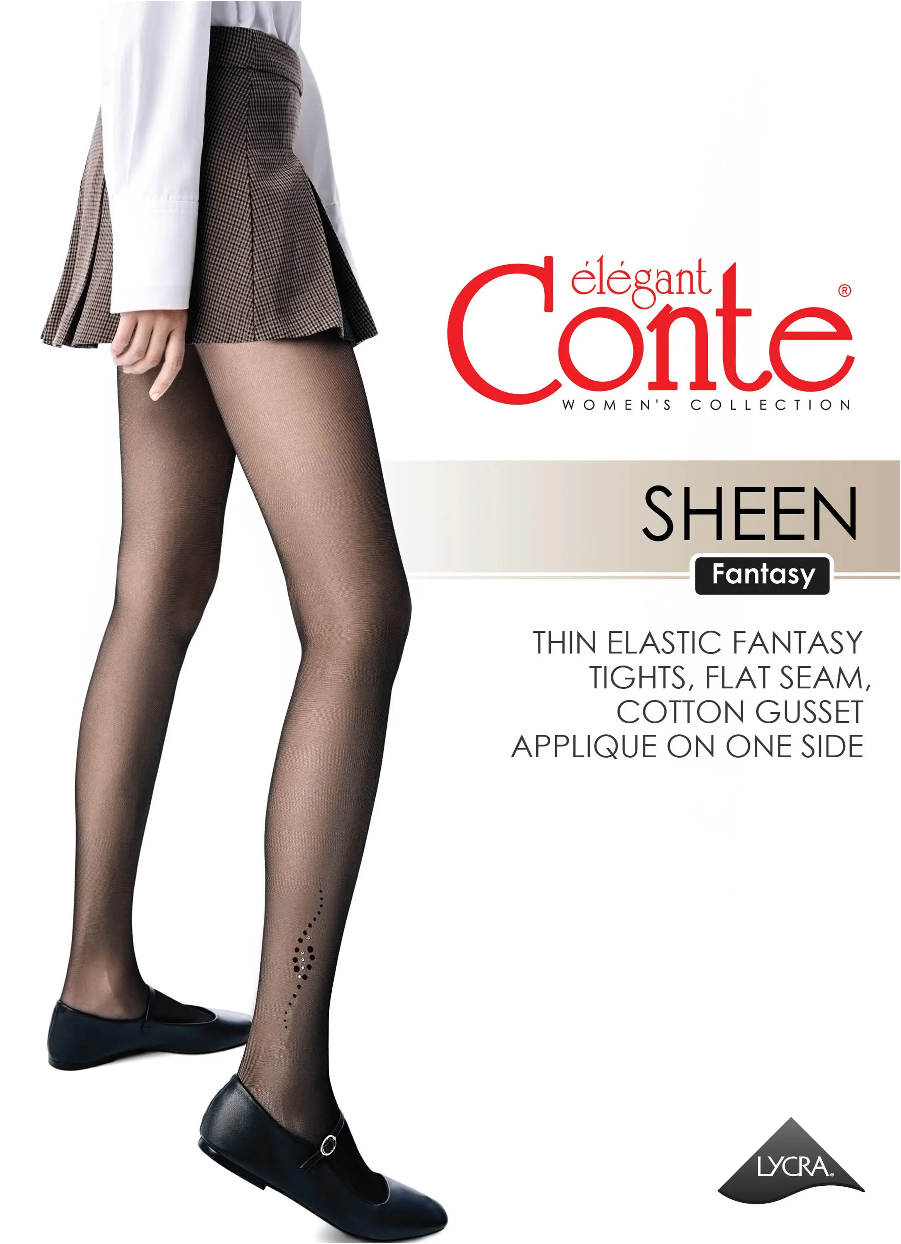 TheRanok.com Fantasy Tights Conte Sheen - Flock and Rhinestone Applique — alternative angle