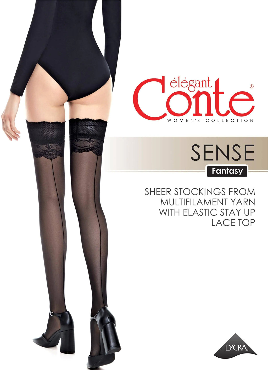 TheRanok.com Fantasy Stockings Conte Sense - Silicone Lace Top with Back Seam Imitation — alternative angle