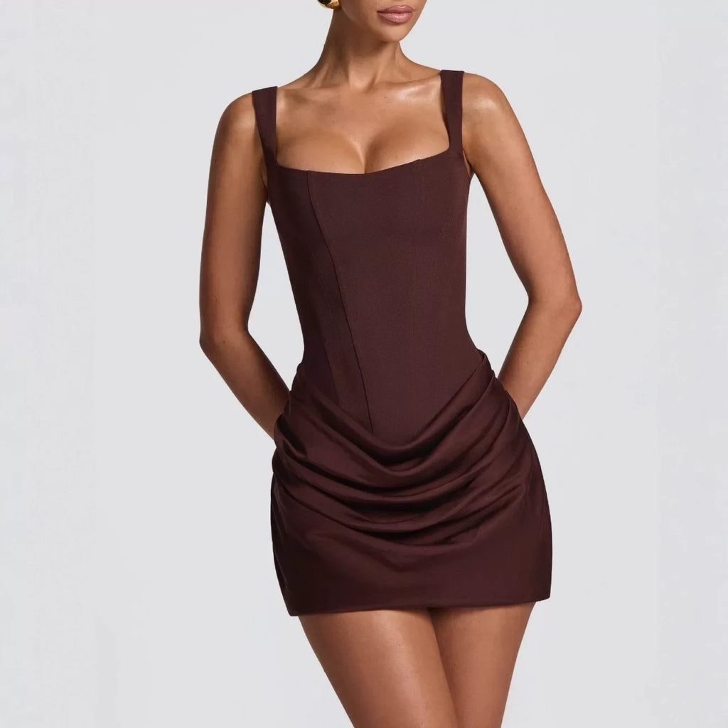 Sleeveless Bodycon Tie-Up Short Dress Cross