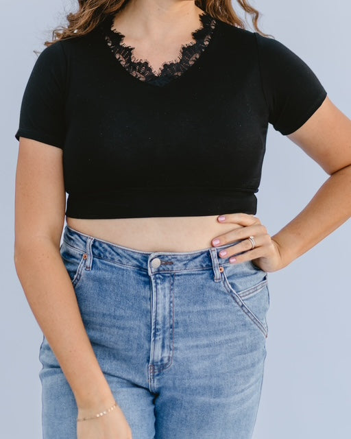 HALFTEE Layering Fashions Lace Trimmed V-neck Halftee — main product shot