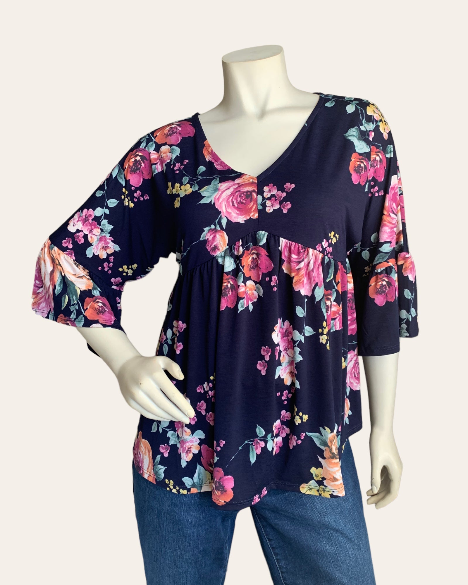 KADOU BOUTIQUE Dozen Roses Empire-Waist Top — main product shot