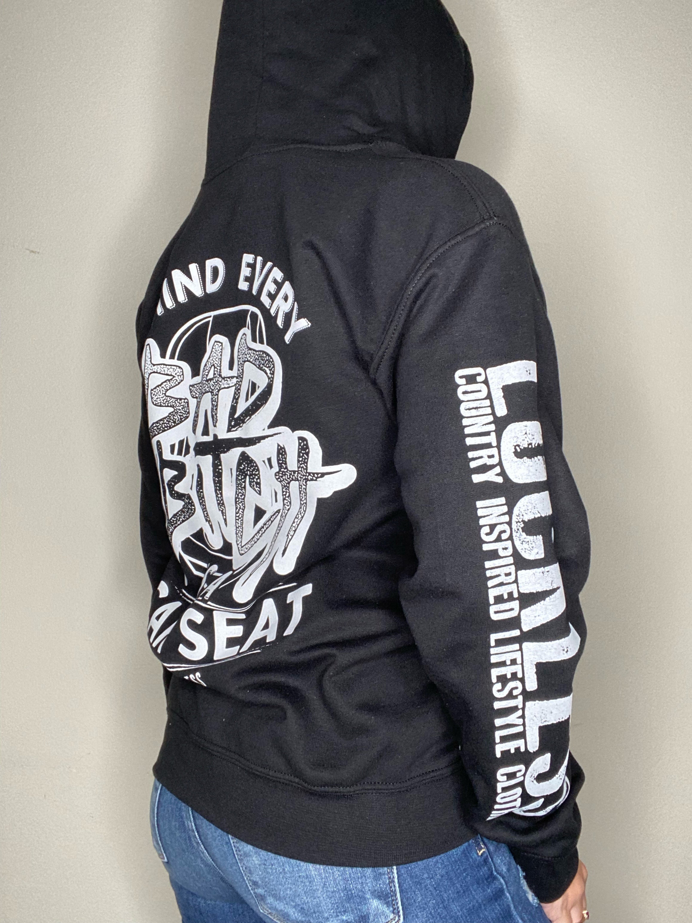 Luckless Outfitters Behind Every Bad B*tch Is A Car Seat Hoodie — lifestyle context