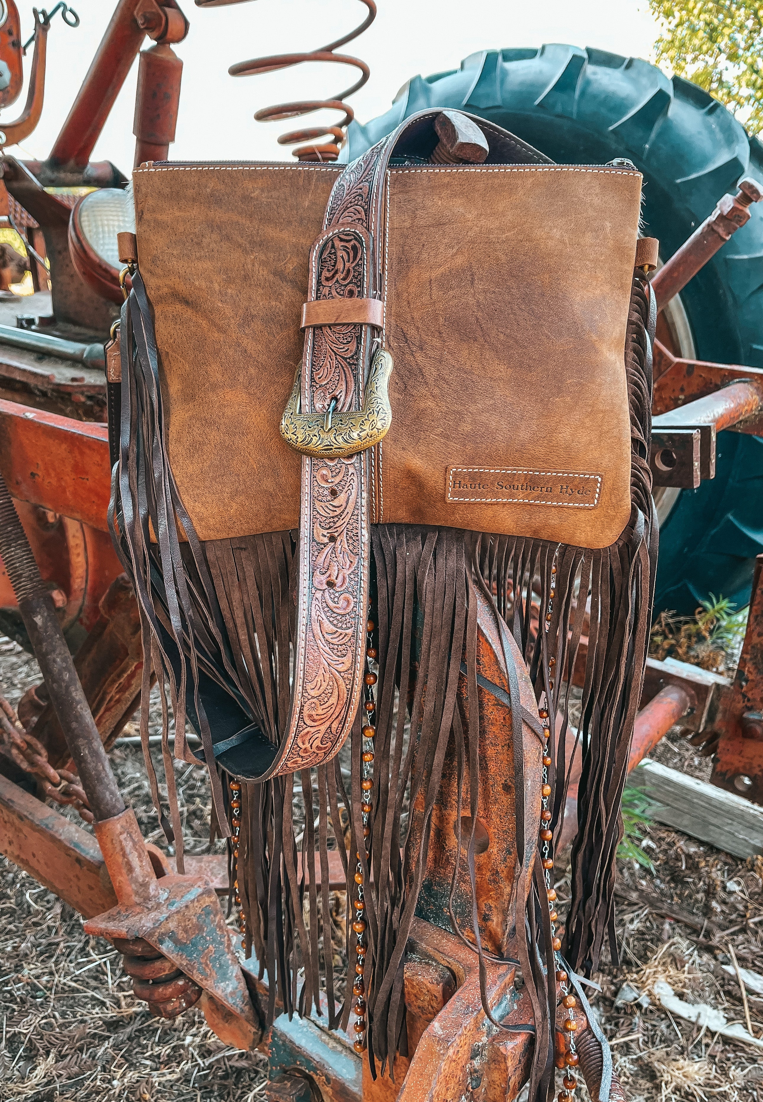 Haute Southern Hyde The Lancaster (Gold Splattered Cowhide) a Haute Southern Hyde by Beth Marie Exclusive — back view