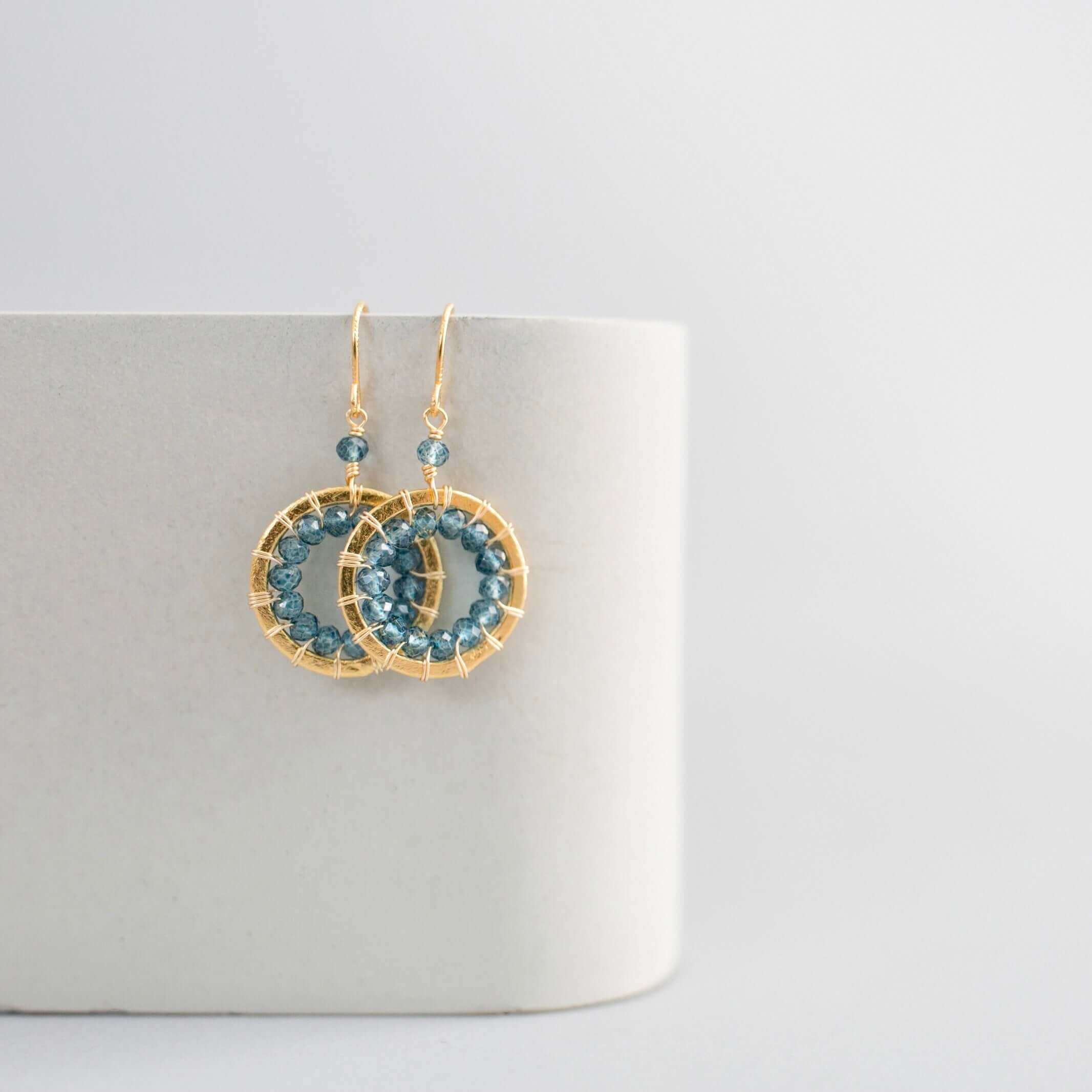 PARKEN JEWELRY PARKEN JEWELRY London Blue Quartz Mini Halo Earrings — main product shot