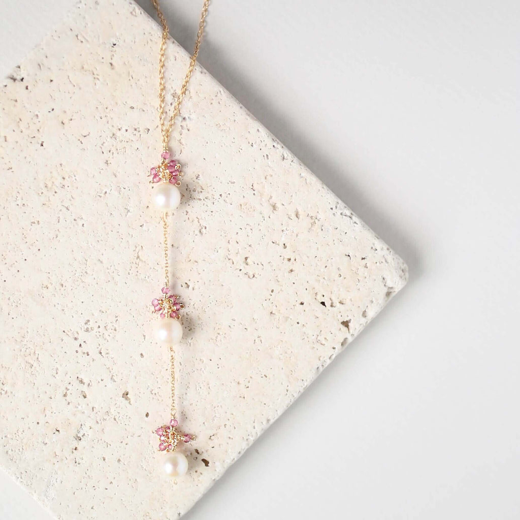PARKEN JEWELRY Pearl and Aquamarine Quartz Necklace — alternative angle
