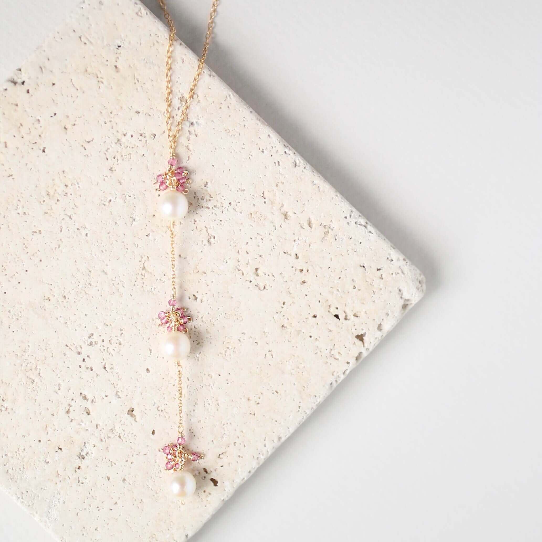 PARKEN JEWELRY Pearl and Aquamarine Quartz Necklace — alternative angle