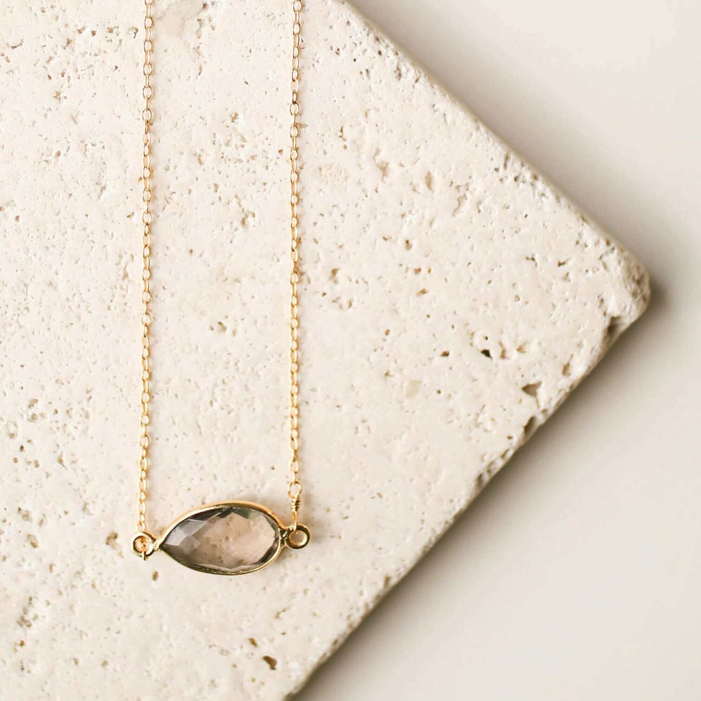 PARKEN JEWELRY Smoky Quartz Gold Minimalist Necklace — Gold detail