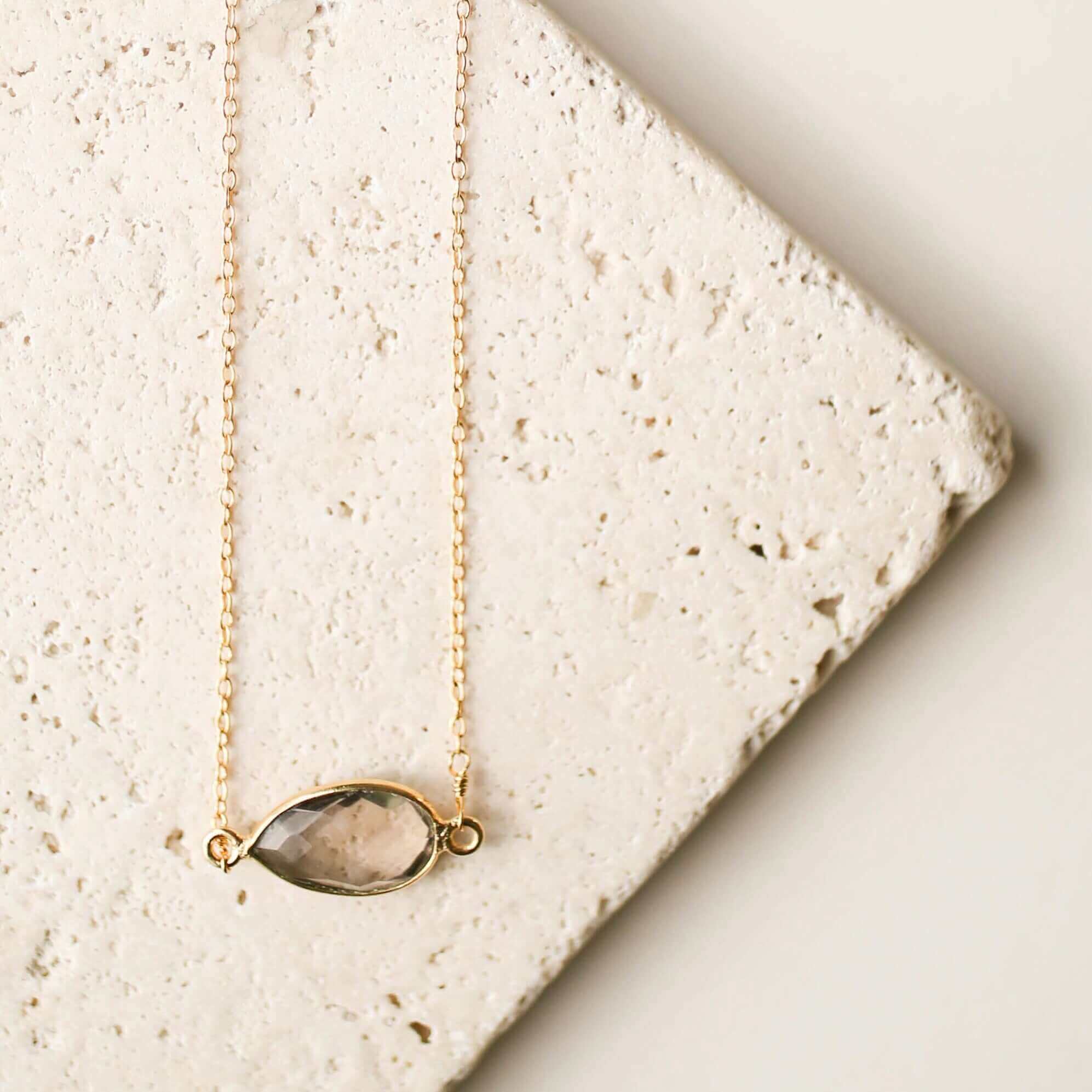 PARKEN JEWELRY Smoky Quartz Gold Minimalist Necklace — Gold detail