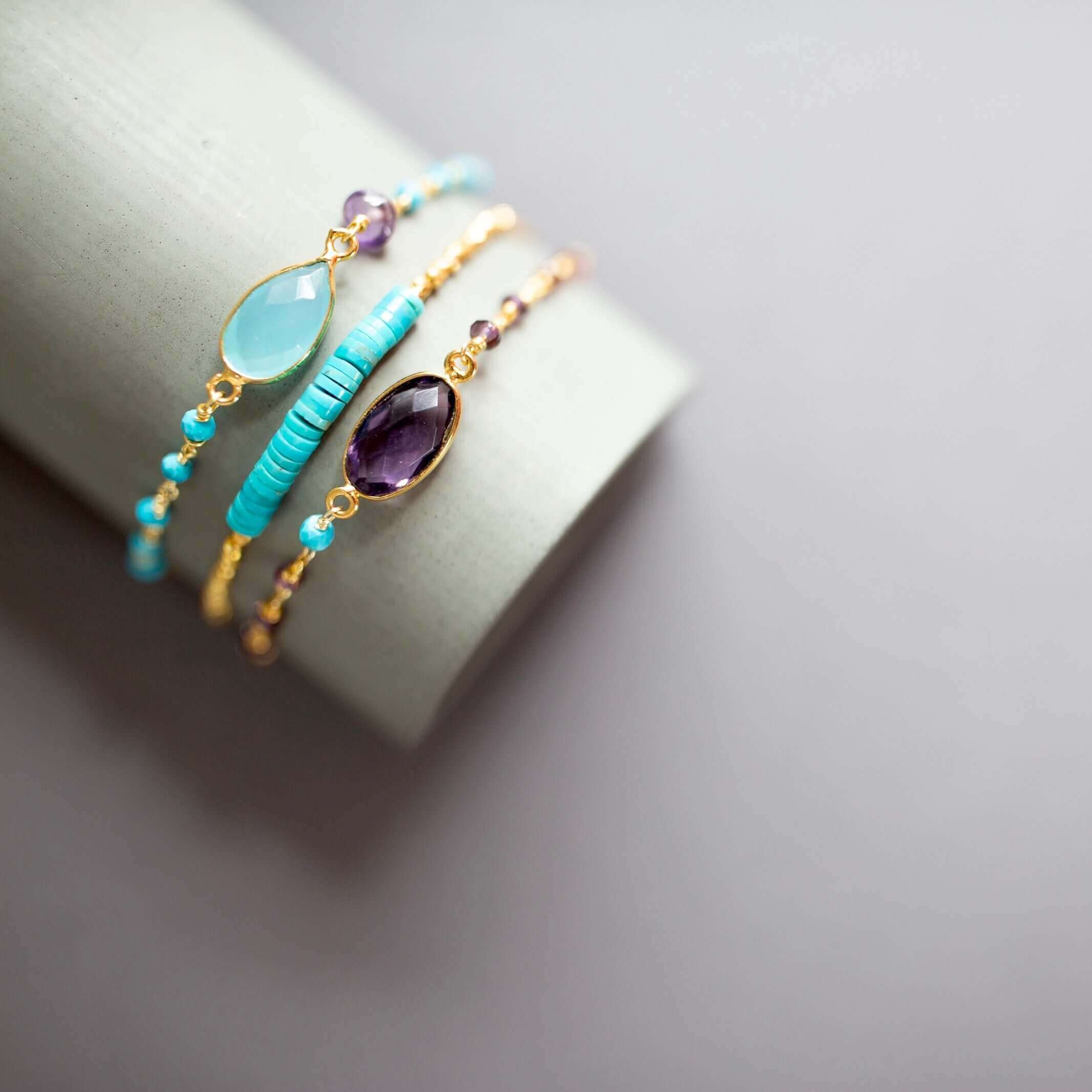 PARKEN JEWELRY Amethyst Adjustable Gemstone Bracelet — construction detail