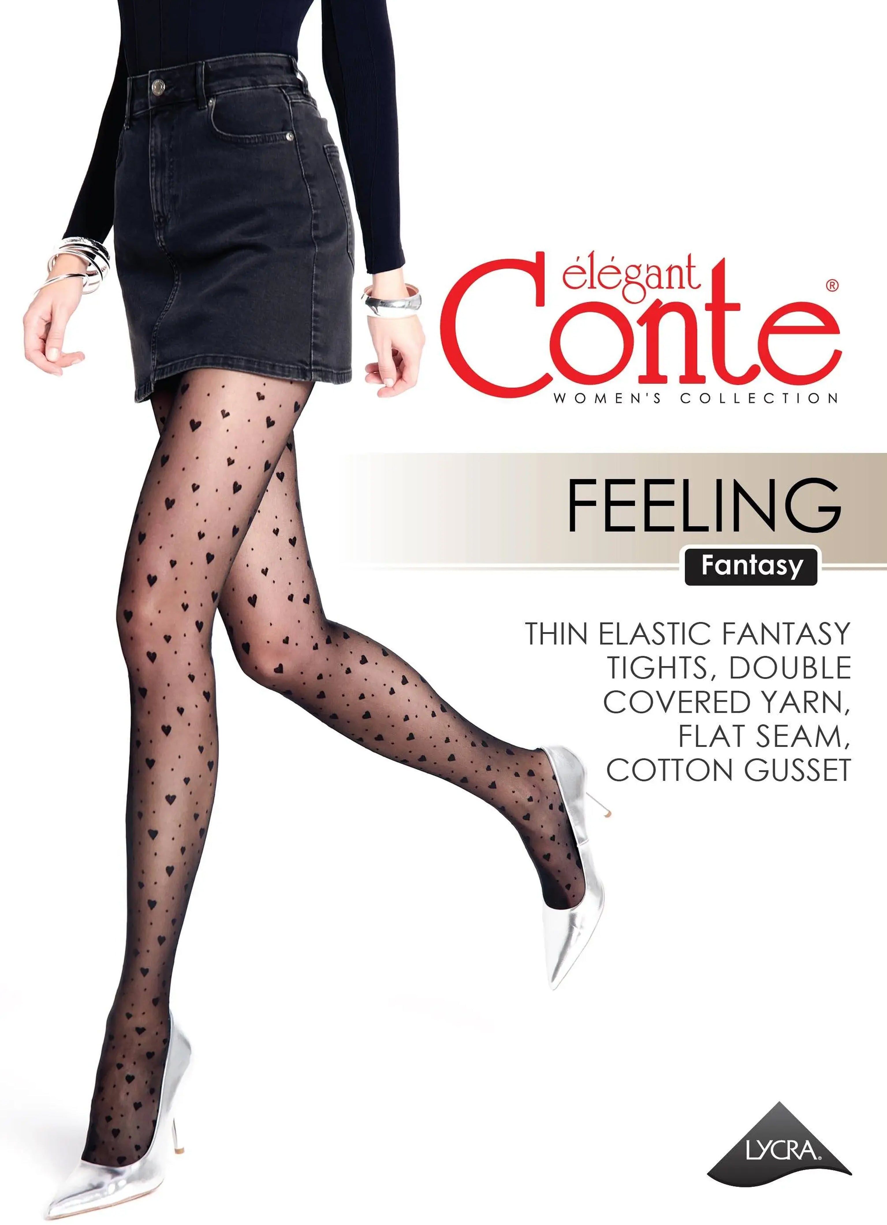 TheRanok.com Fantasy Tights Conte Feeling - Hearts and Dots — detail close-up