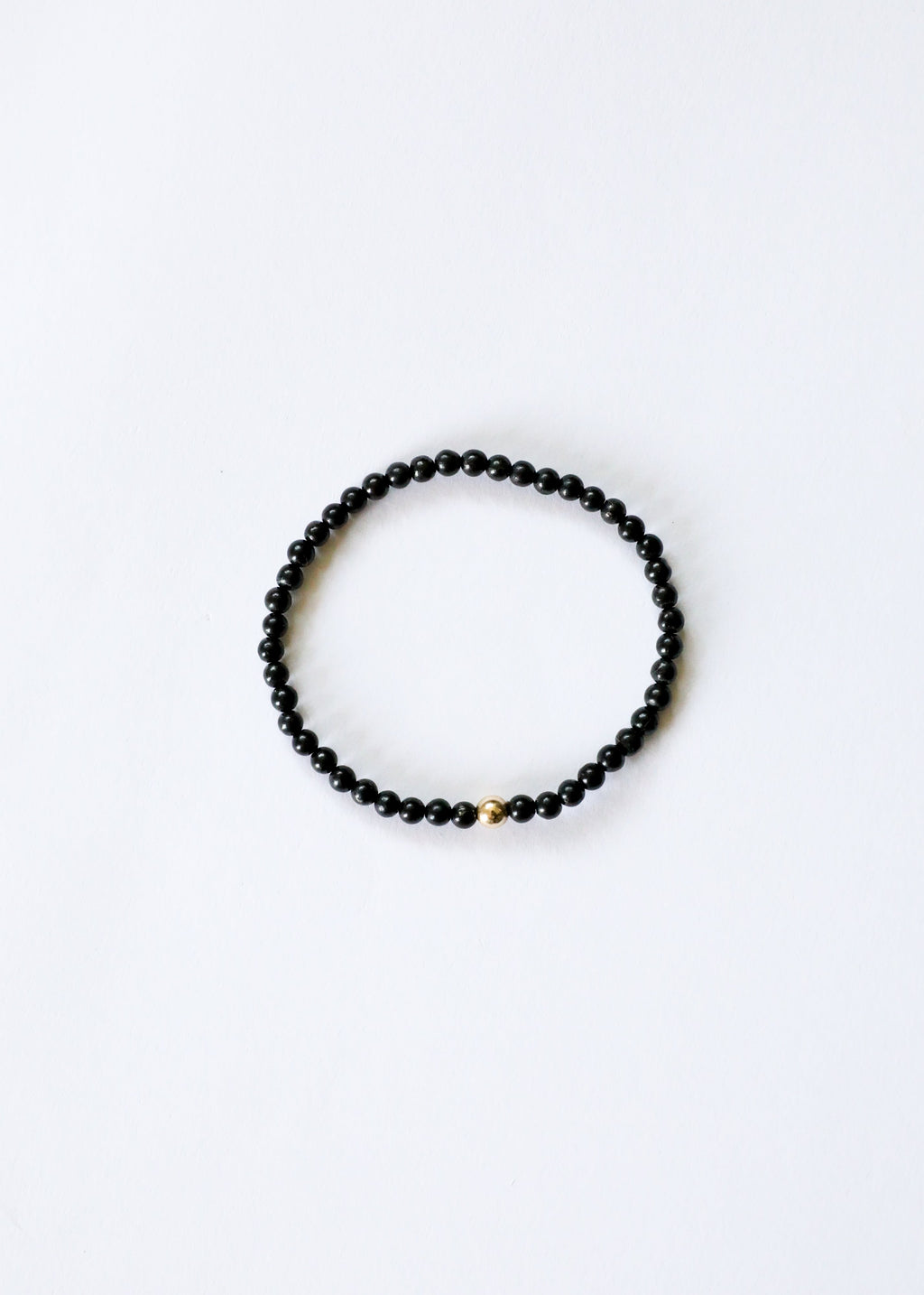 CanyonLeaf Dainty Shungite + 14K Gold Filled || Beaded Stretch Bracelet — detail close-up