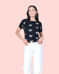 KADOU BOUTIQUE Black Tee With Heart Gold Print — main product shot