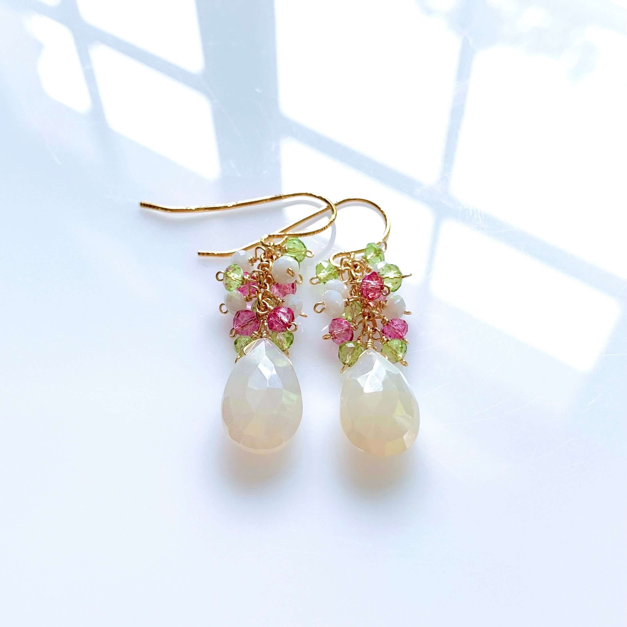 PARKEN JEWELRY PARKEN JEWELRY White Chalcedony Pastel Gemstone Earrings — back view
