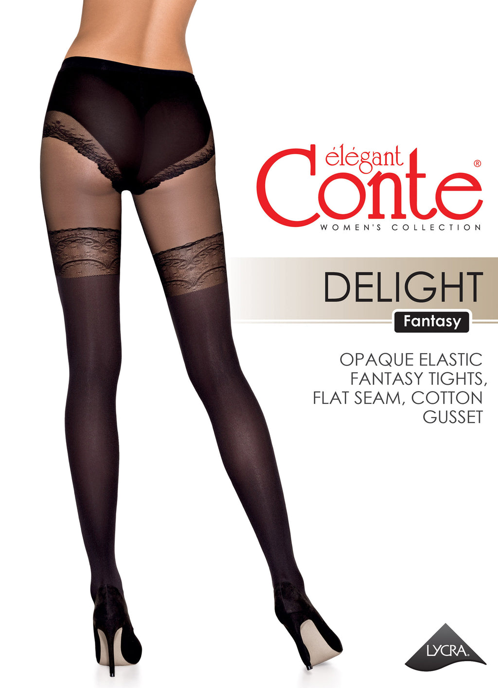 TheRanok.com Fantasy Tights Conte Delight - Lace Panties Stockings Imitation — back view