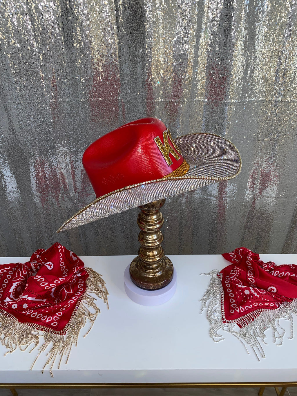 Rhinestone Cowgirl Rhinestone Cowgirl Kansas City Chiefs Hat — alternative angle
