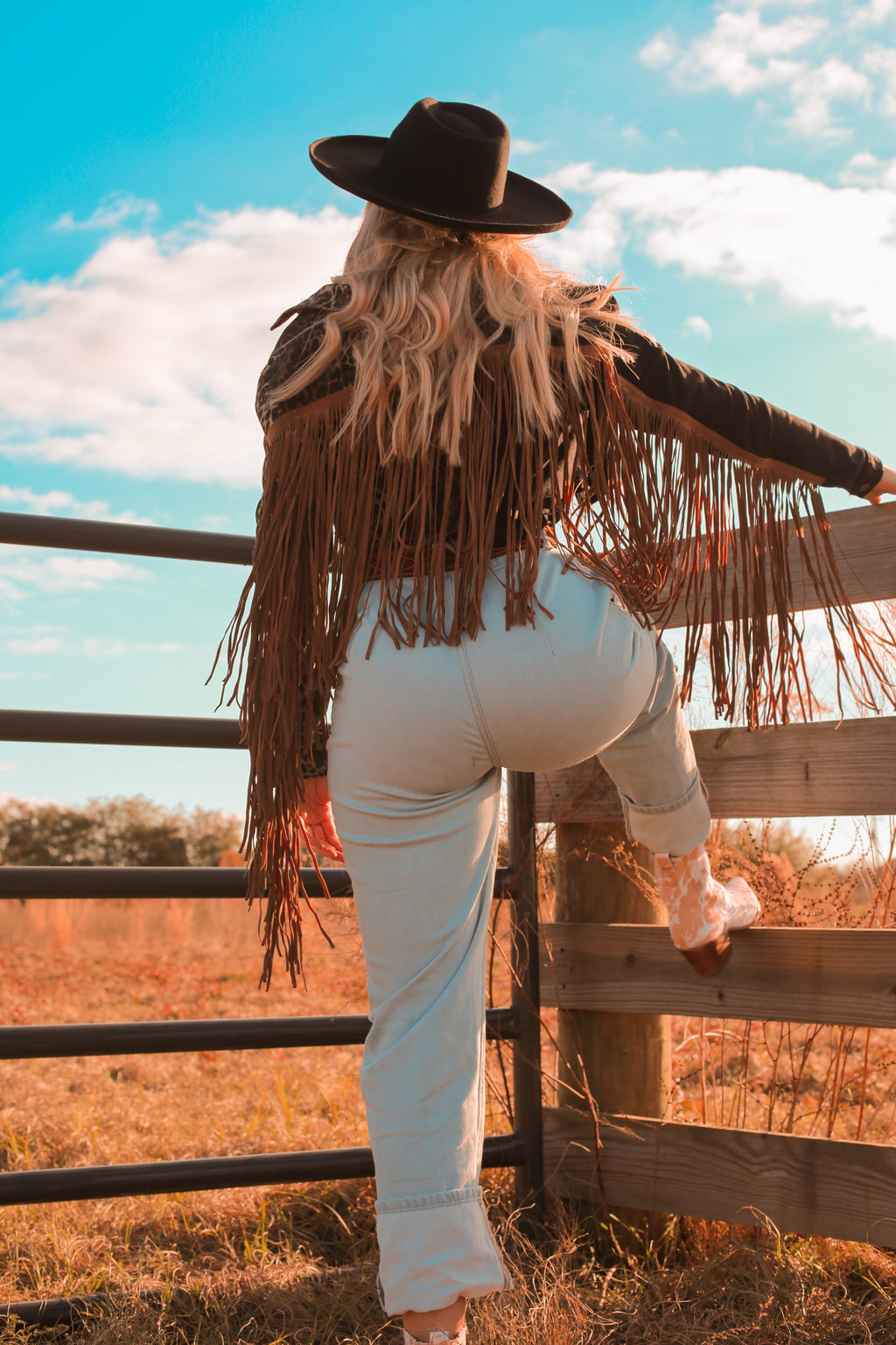 Haute Southern Hyde Leather Fringe Crop Jacket — main product shot