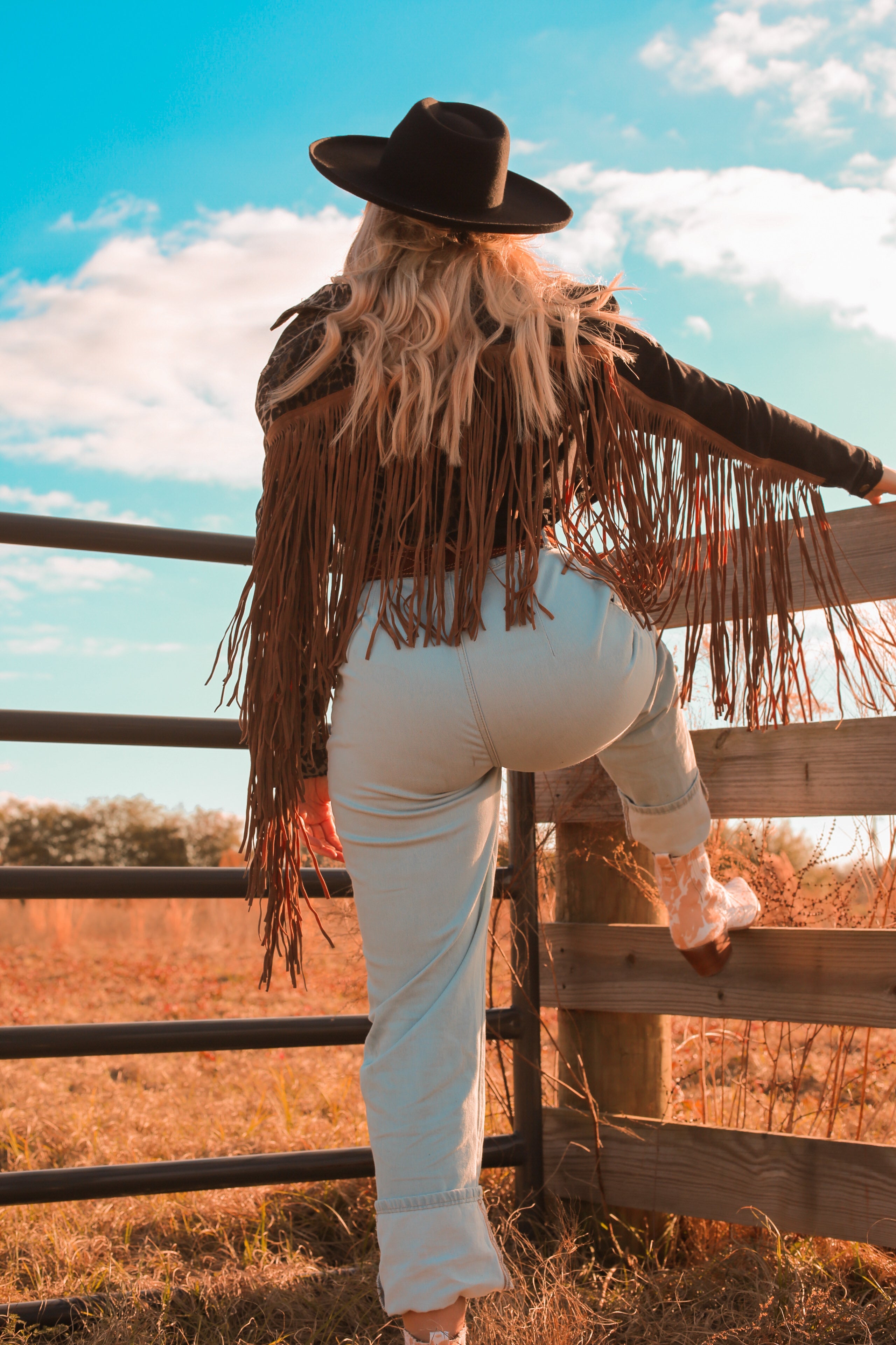 Haute Southern Hyde Leather Fringe Crop Jacket — main product shot