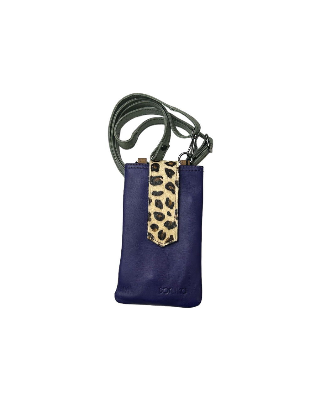 KADOU BOUTIQUE ZOE Leather Phone Crossbody with Print — back view