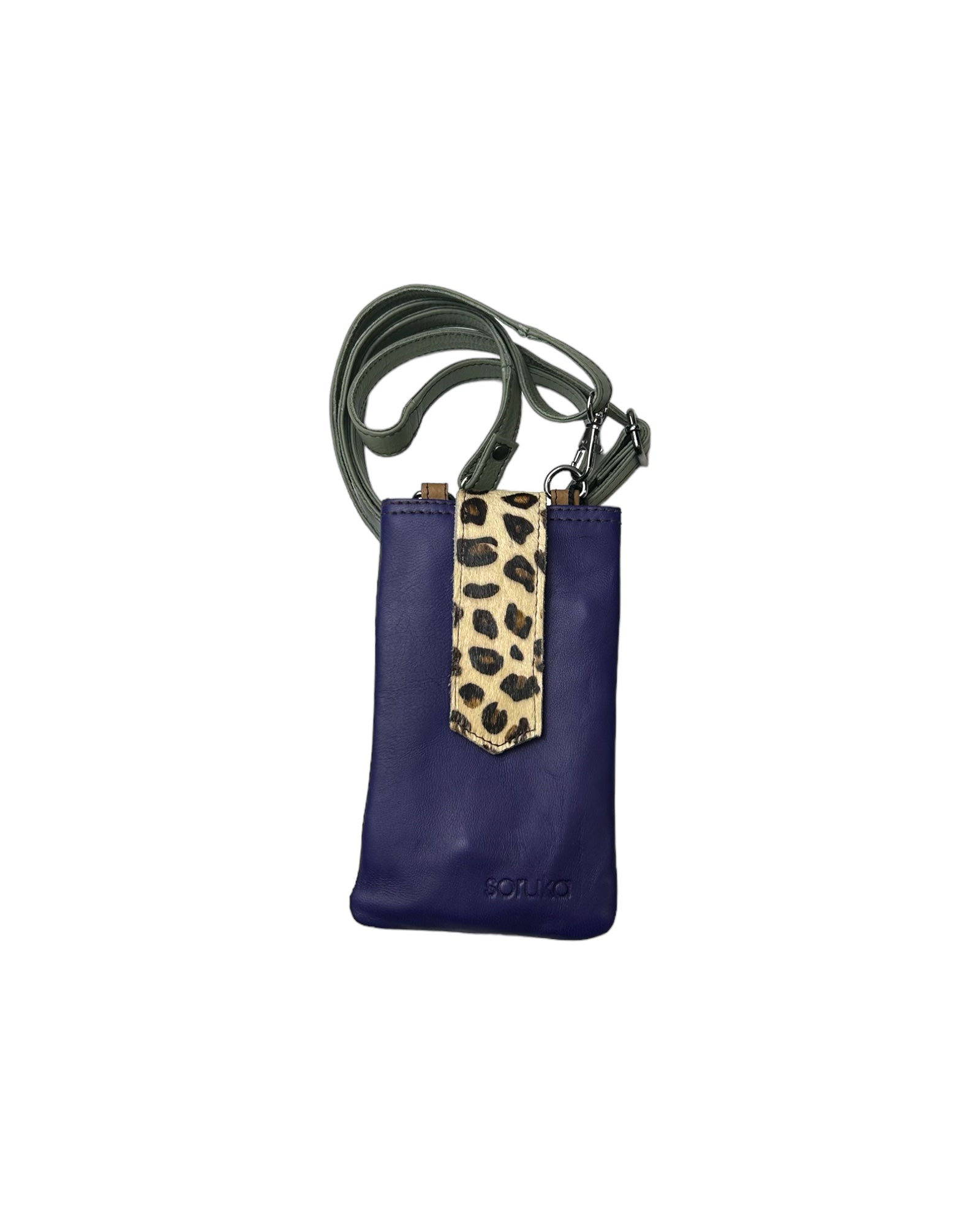 KADOU BOUTIQUE ZOE Leather Phone Crossbody with Print — back view