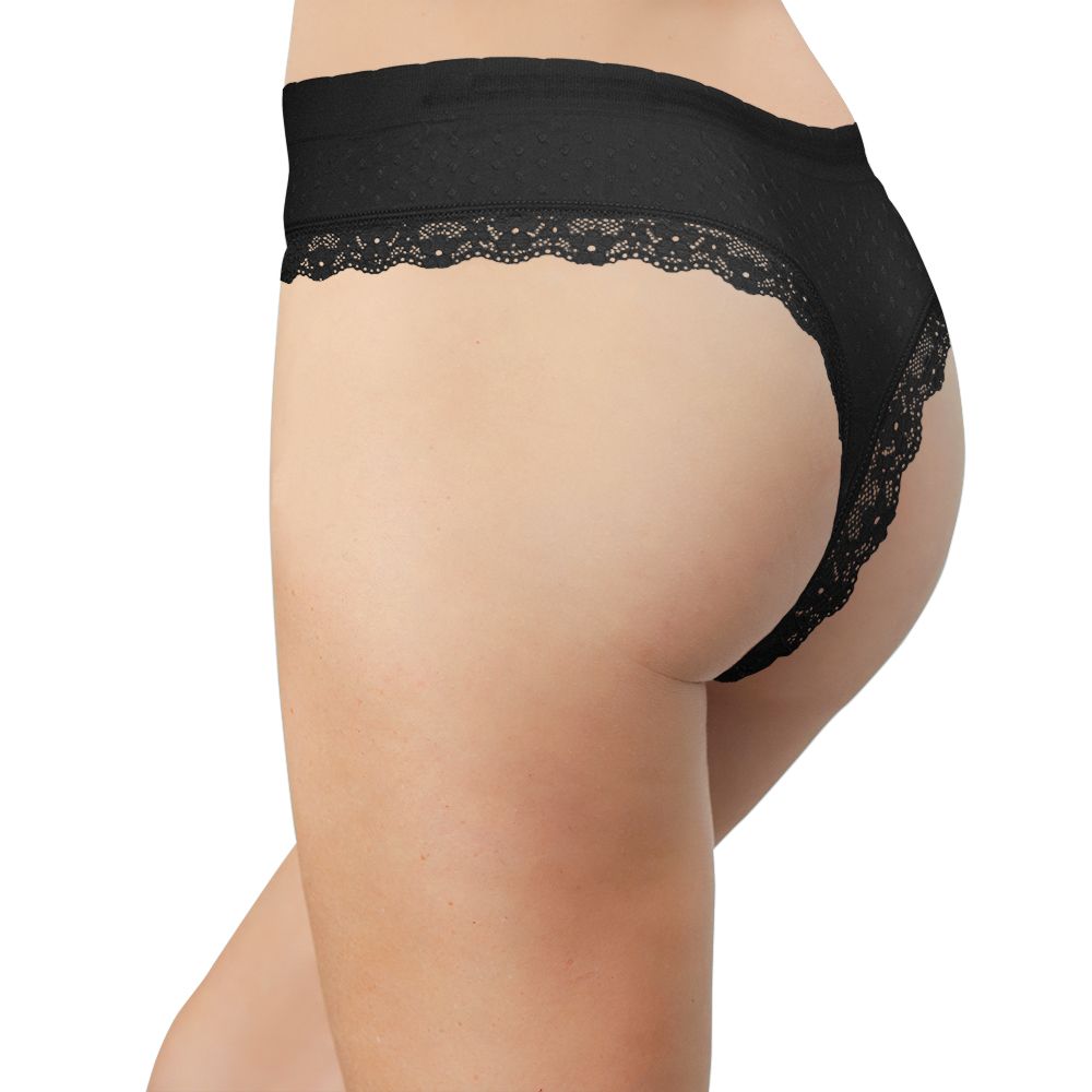 Love Libby Panties Scalloped Dot and Lace Seamless Tag Free Thong — detail shot 7
