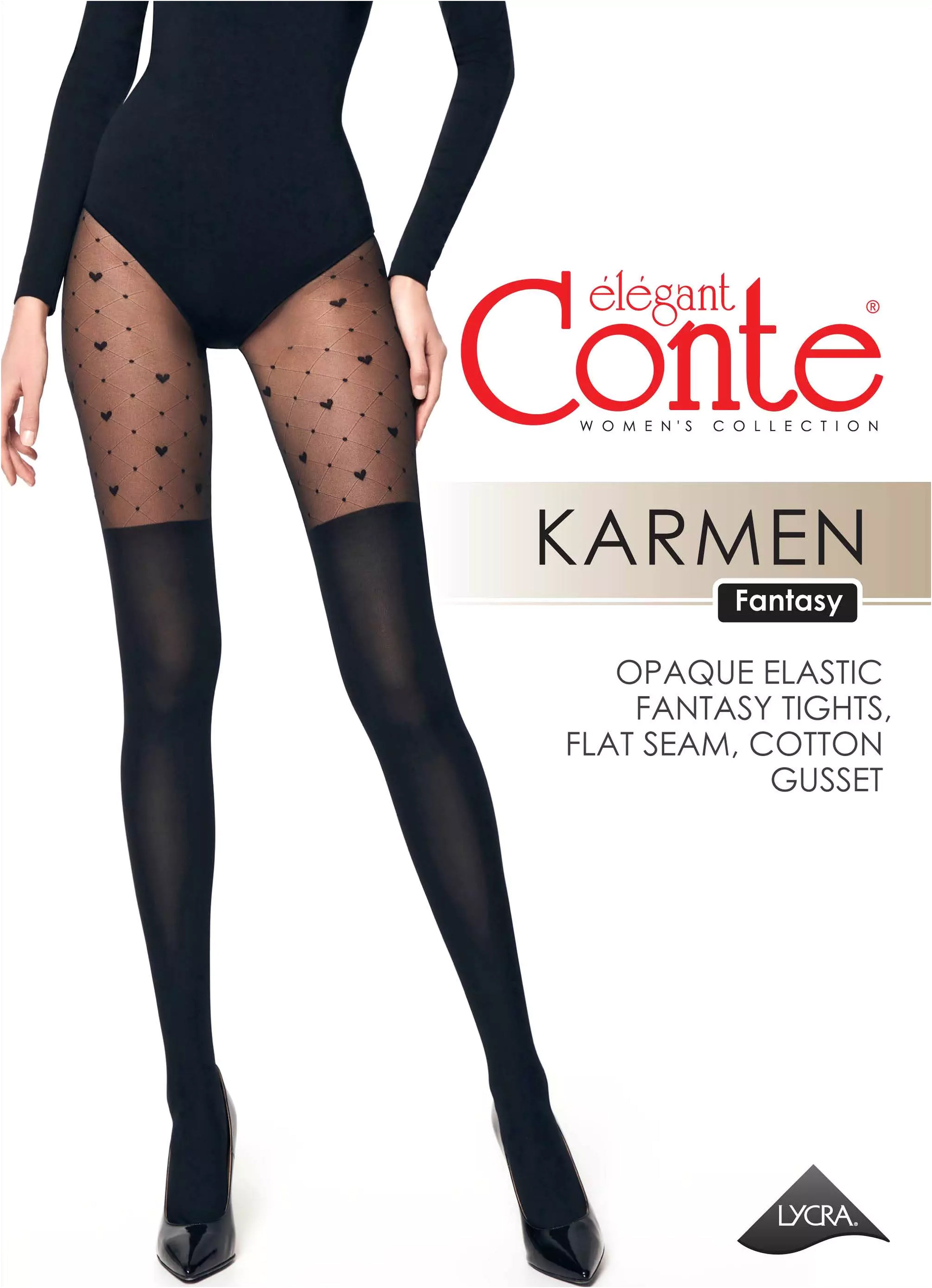 TheRanok.com Fantasy Tights Conte Karmen - Imitation of Knee-Highs and a Hearts Pattern — alternative angle