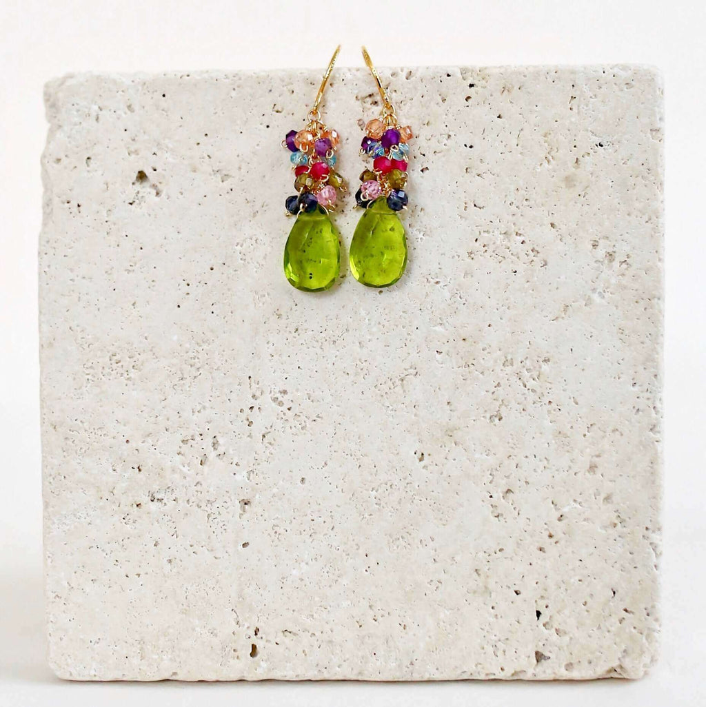 PARKEN JEWELRY Peridot Quartz Bala Earrings — detail close-up