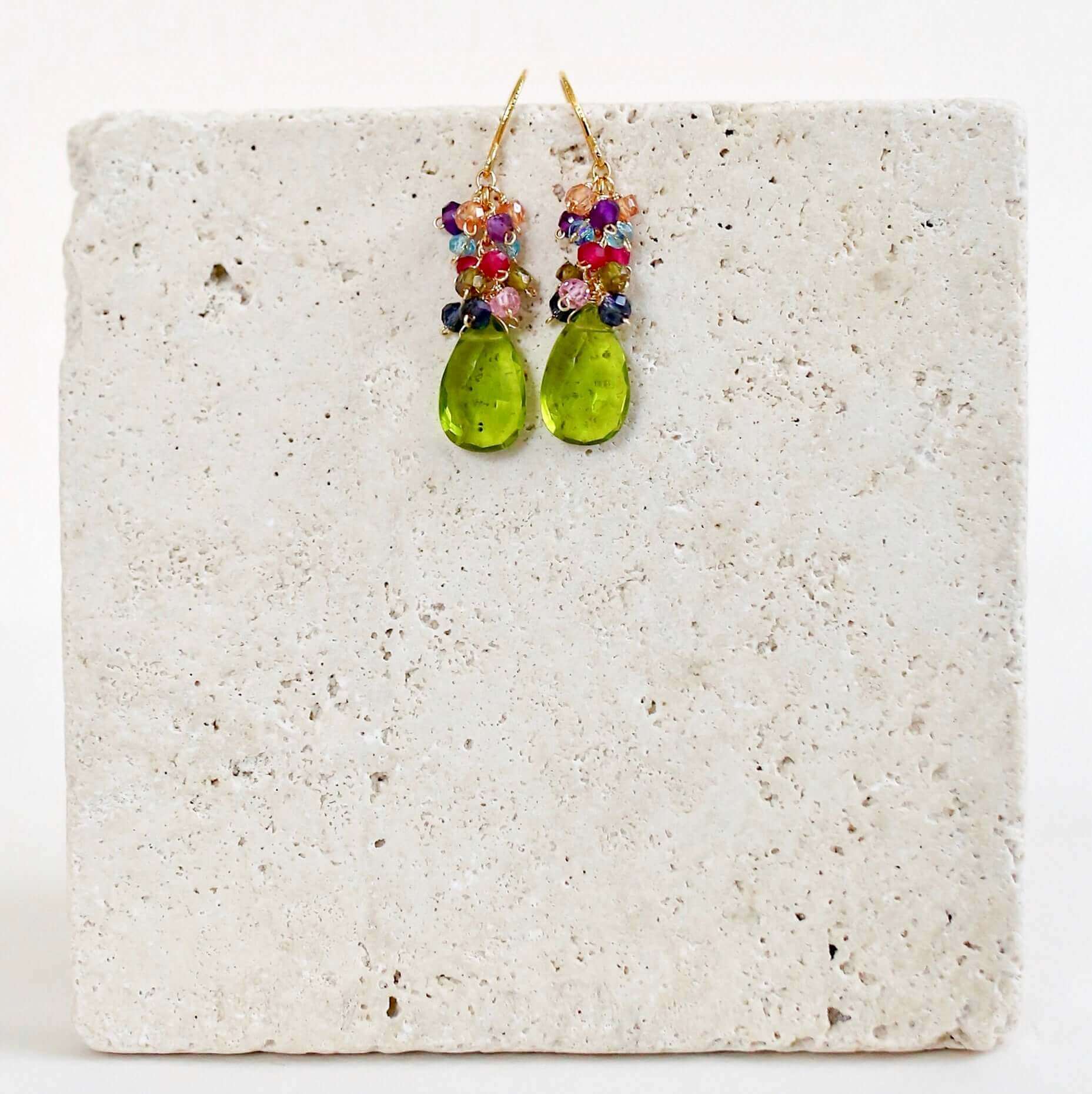 PARKEN JEWELRY Peridot Quartz Bala Earrings — detail close-up