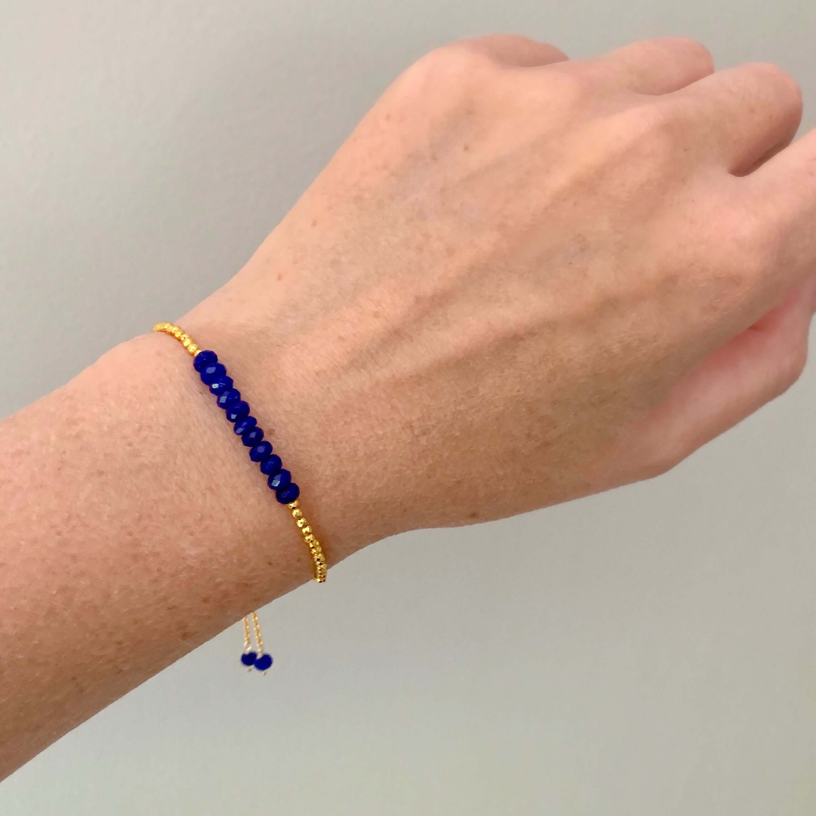 PARKEN JEWELRY Lapis Lazuli Adjustable Stacking Bracelet — lifestyle context