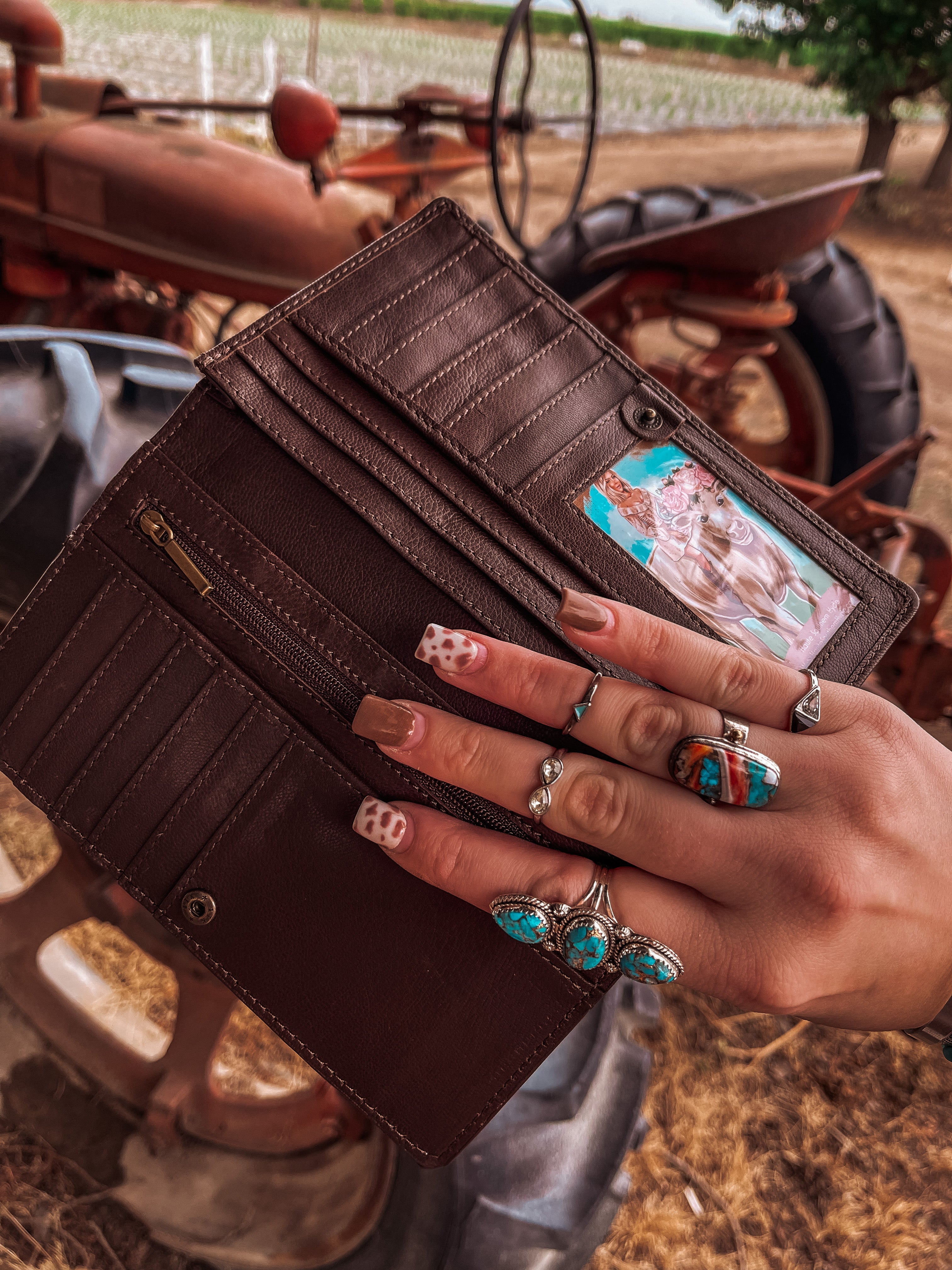 Haute Southern Hyde Dusty Anna Tooled Wallet — lifestyle worn / used context