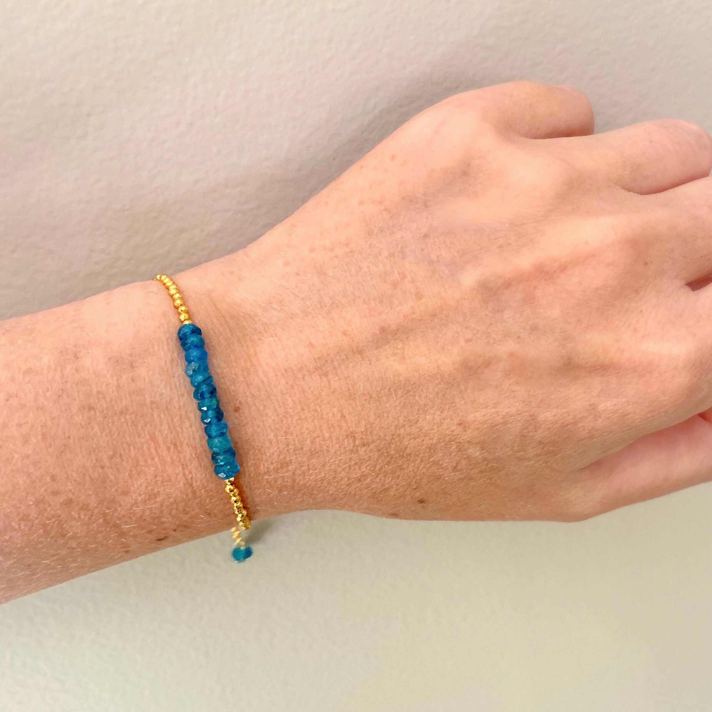 PARKEN JEWELRY Neon Apatite Adjustable Stacking Bracelet — lifestyle context